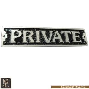 Private - 7.75 inch x 1.75 inch aluminum door sign