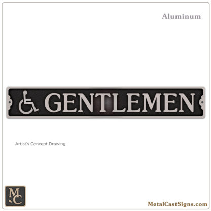 Gentlemen handicapped restroom sign - cast aluminum - 12"