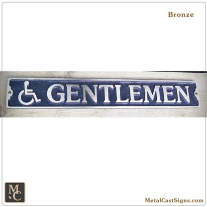 Gentlemen cast bronze restroom / bathroom sign w/handicap symbol