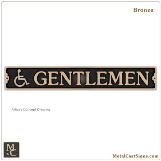 Gentlemen handicapped restroom sign - cast bronze - 13"