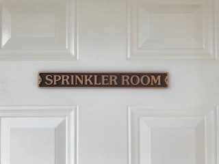 SPRINKLER ROOM door sign cast bronze