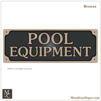 Pool Equipment Sign - cast bronze 8.5"