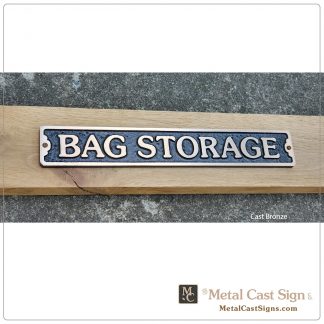 BAG STORAGE sign - golf clubs - cast bronze