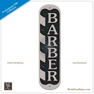 BARBER sign - 12in - cast aluminum