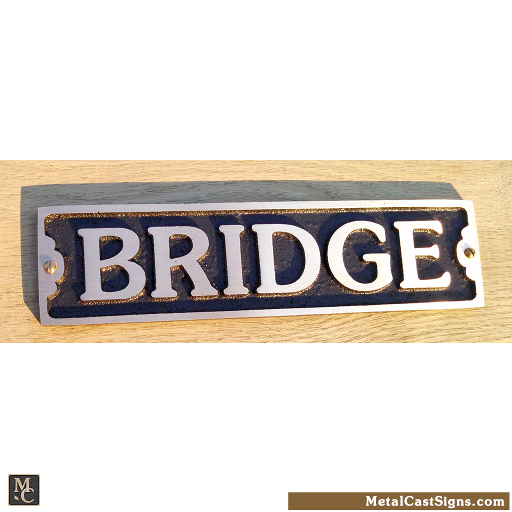 BRIDGE – 7.5″ Nautical Ship's Sign – Metal Cast Sign Co.
