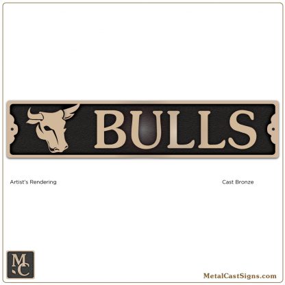 Bulls - 9.5in cast bronze restroom sign