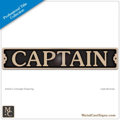 CAPTAIN - 9.5inch cast bronze door sign plaque