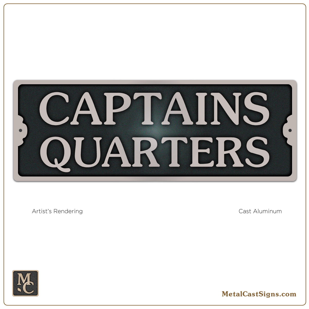Captains Quarters – 7in. Nautical Sign – Metal Cast Sign Co.