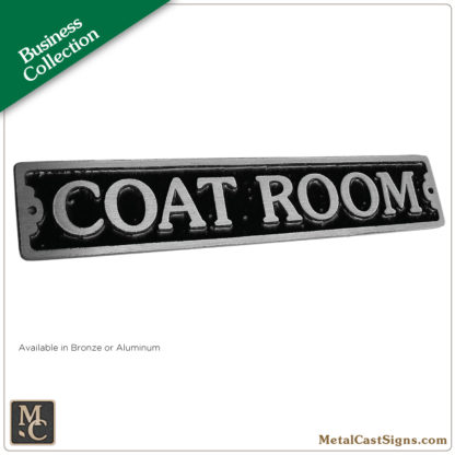 Coat Room 8.75in cast aluminum sign