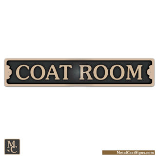coat room door sign - cast bronze