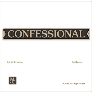 Confessional church sign - 13 inches wide - cast bronze