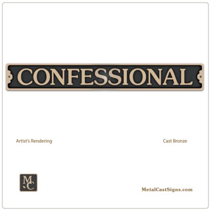 Confessional church sign - 13 inches wide - cast bronze