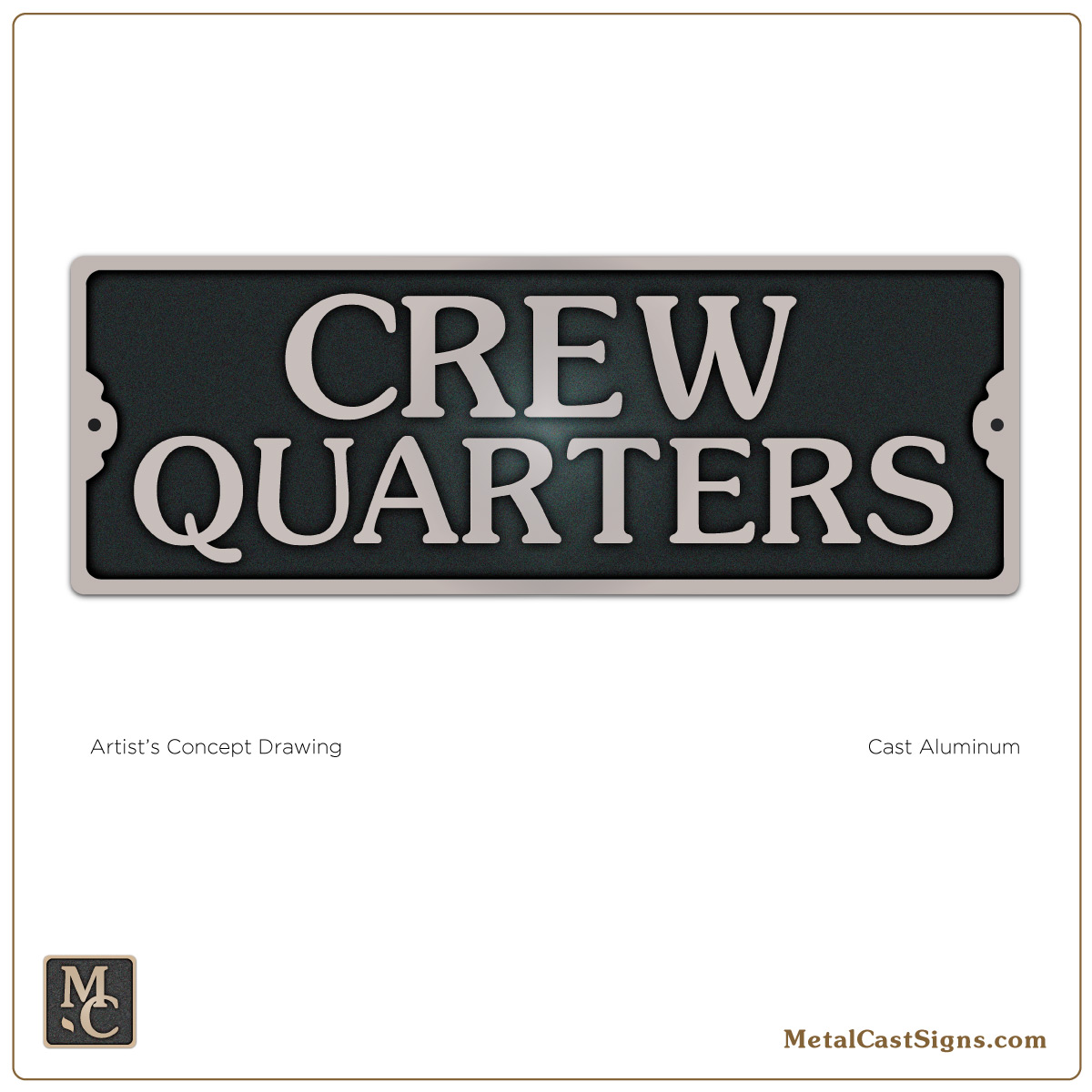 Brass Crew's Quarters Door Sign - Nautical Brass Signs - Nautical Decor  Ships Sign (Brass)