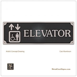 ELEVATOR sign with symbol - aluminum