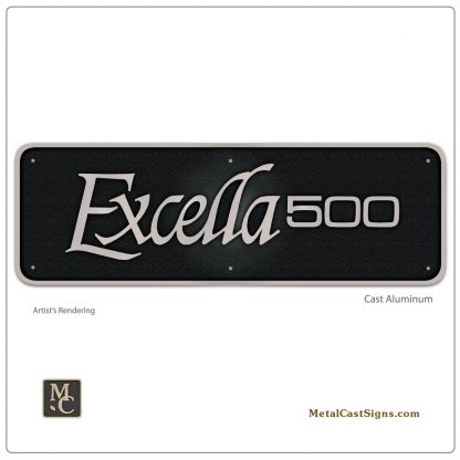 Excella 500 reproduction cast aluminum Airstream sign plate