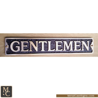 Gentlemen cast bronze elegant restroom sign - 9.5inch x 1.75inch