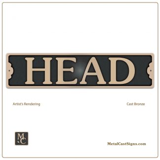 HEAD restroom door sign - Cast bronze