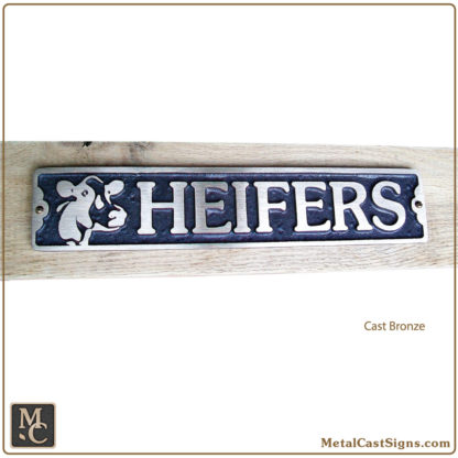 Heifers - 10in cast bronze restroom sign