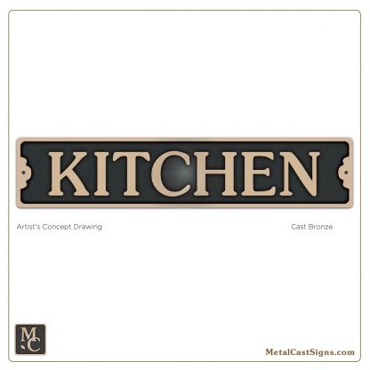 Kitchen door sign for restaurant. Cast in solid bronze