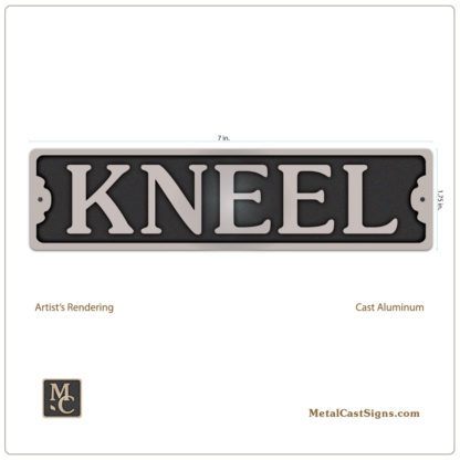KNEEL cast aluminum Confessional sign