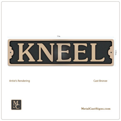 KNEEL cast bronze Confessional sign