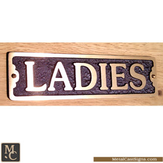 Ladies cast bronze classic restroom sign - 7.5inch x 2inch