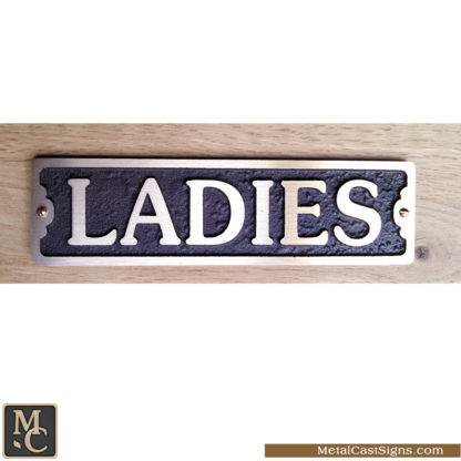 Ladies cast bronze elegant restroom sign - 7.5inch x 2inch