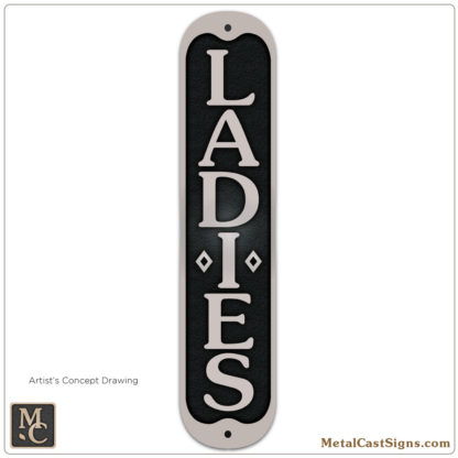 Ladies vertical 16in aluminum restroom sign
