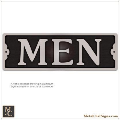 MEN cast aluminum restroom sign - 7in x 2.25in - USA made