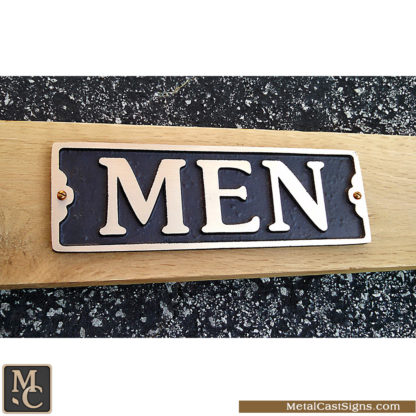 MEN cast bronze restroom / bathroom sign - 7in