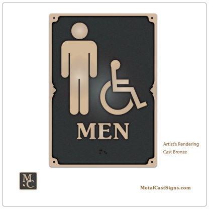 MEN restroom - ADA - cast bronze 7x10 sign w/braille and symbols