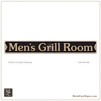 Men's Grill Room sign - 13in - solid cast bronze