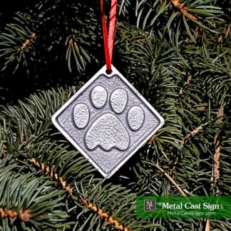 Cat paw print ornament - pewter look - cast aluminum