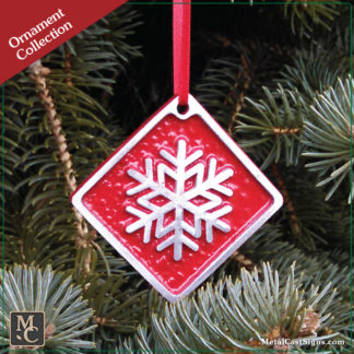 Snowflake ornament - cast aluminum - red powder coat background