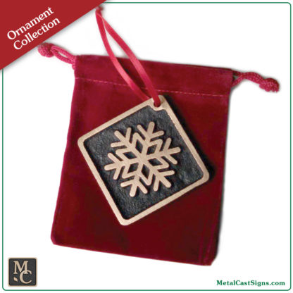 Snowflake Christmas/Holiday ornament - cast bronze with brushed satin finish