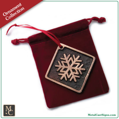 Snowflake Christmas/Holiday ornament - cast bronze with natural rubbed finish