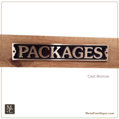 PACKAGES - 10in cast bronze sign