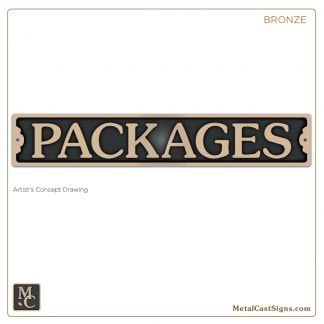 PACKAGES - cast bronze sign - indoor or outdoor use.