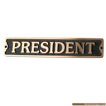 president solid cast bronze door sign