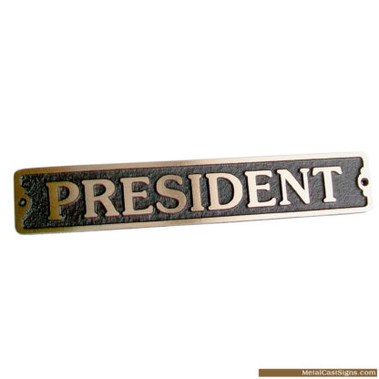 president solid cast bronze door sign