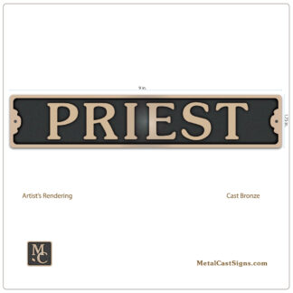 PRIEST - cast bronze sign - 9 inch