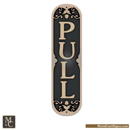 PULL - cast bronze door sign - 2" wide x 7.5" tall