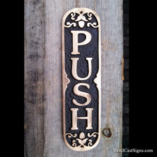 Ornate PUSH door sign - cast bronze