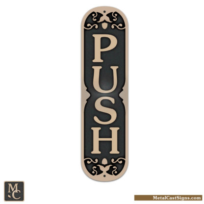 PUSH - cast bronze door sign - 2" wide x 7.5" tall
