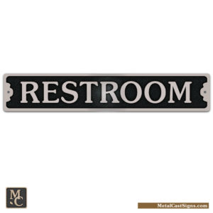 Restroom Sign - cast aluminum - 7.5" wide