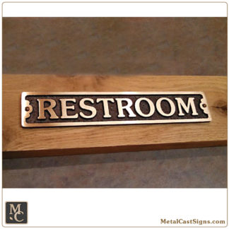 Restroom 8.25in cast bronze door sign