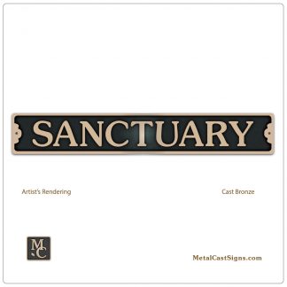 Sanctuary - church sign - cast bronze