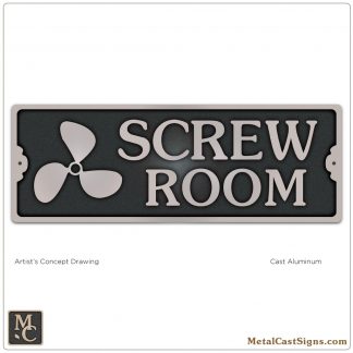 Screw Room sign - 7inch - cast aluminum