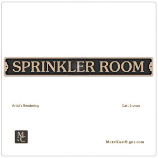 Sprinkler room door sign - cast bronze - Made in USA