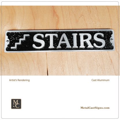 STAIRS sign w/stairs symbol - cast aluminum